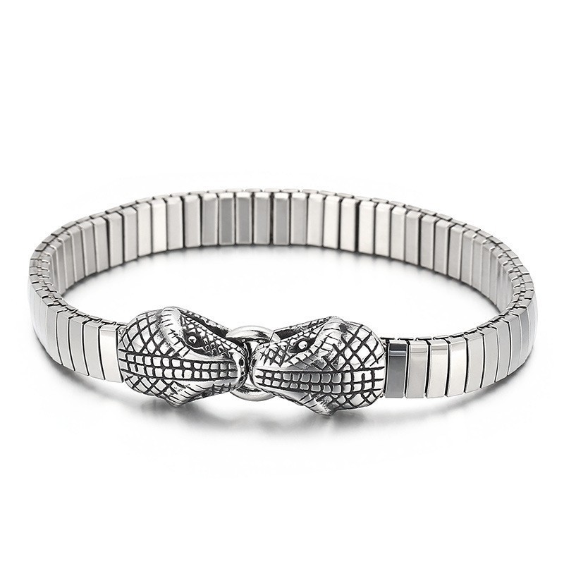 Coolt Titanarmband Med Dubbelt Ormhuvud I Elegant Stil För Män Coolt Titanarmband Med Dubbelt Ormhuvud I Elegant Stil För Män