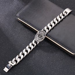 Vintage Chic Style Rund Plate Frimurar Titanarmband För Herrar