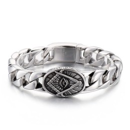 Vintage Chic Style Rund Plate Frimurar Titanarmband För Herrar