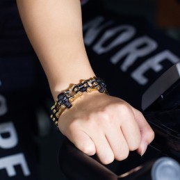 Rock Hip-Hop Elektropläterad Tvåfärgad Dödskalle Titan Herr Bikerarmband