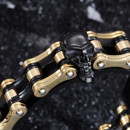 Rock Hip-Hop Elektropläterad Tvåfärgad Dödskalle Titan Herr Bikerarmband