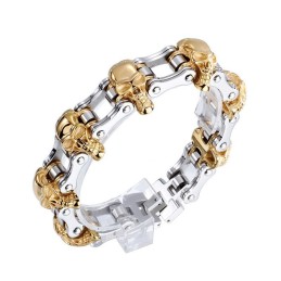 Överdrivet Moderiktigt Titanarmband Med Dödskalleplätering För Män
