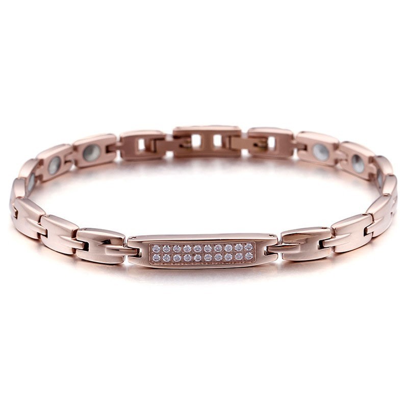 Moderiktigt Germaniumsten Med Diamanter För Par I Titanarmband Moderiktigt Germaniumsten Med Diamanter För Par I Titanarmband