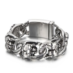 Coolt Titanarmband Med Dubbelt Dödskallemönster För Män