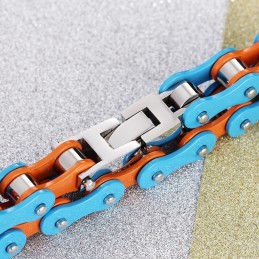 Enkelt Målat Blå-Orange Titanarmband För Män