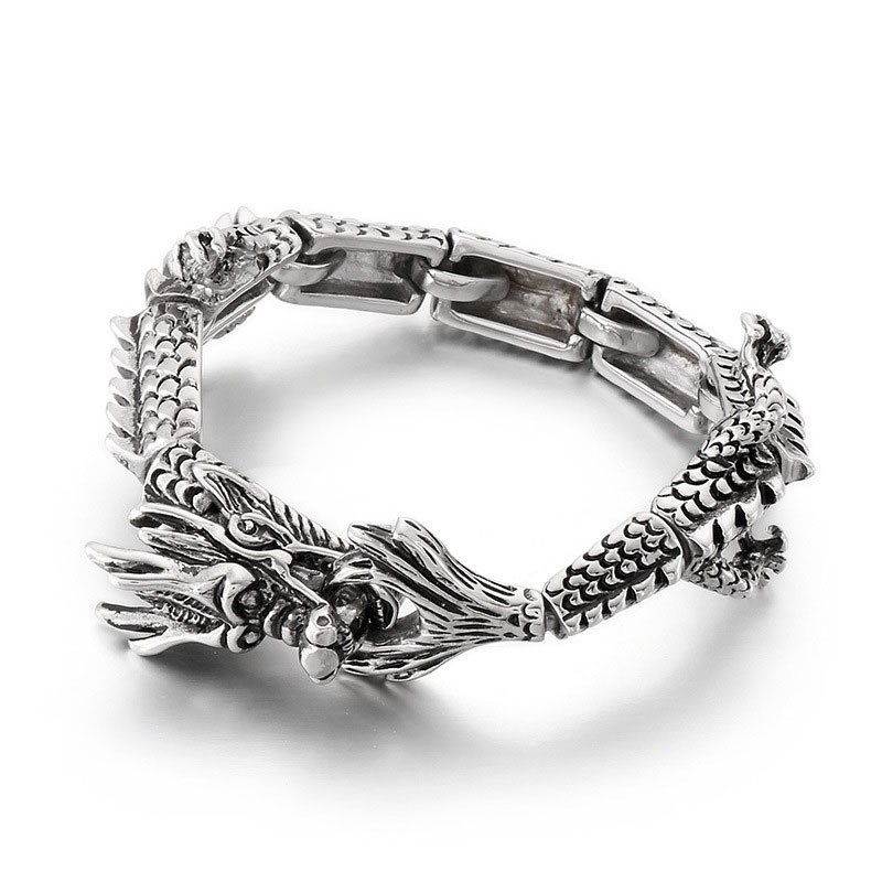 Coolt Elegant Zodiakdrake Titanarmband För Män Coolt Elegant Zodiakdrake Titanarmband För Män