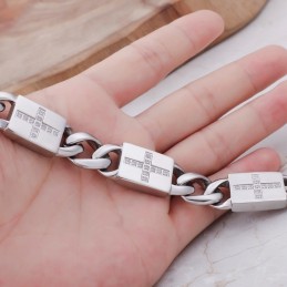 Moderiktiga Rock Hiphop-Stil Kors Med Diamanter Titanarmband