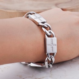 Moderiktiga Rock Hiphop-Stil Kors Med Diamanter Titanarmband