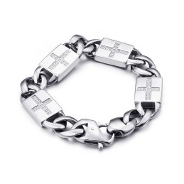 Moderiktiga Rock Hiphop-Stil Kors Med Diamanter Titanarmband