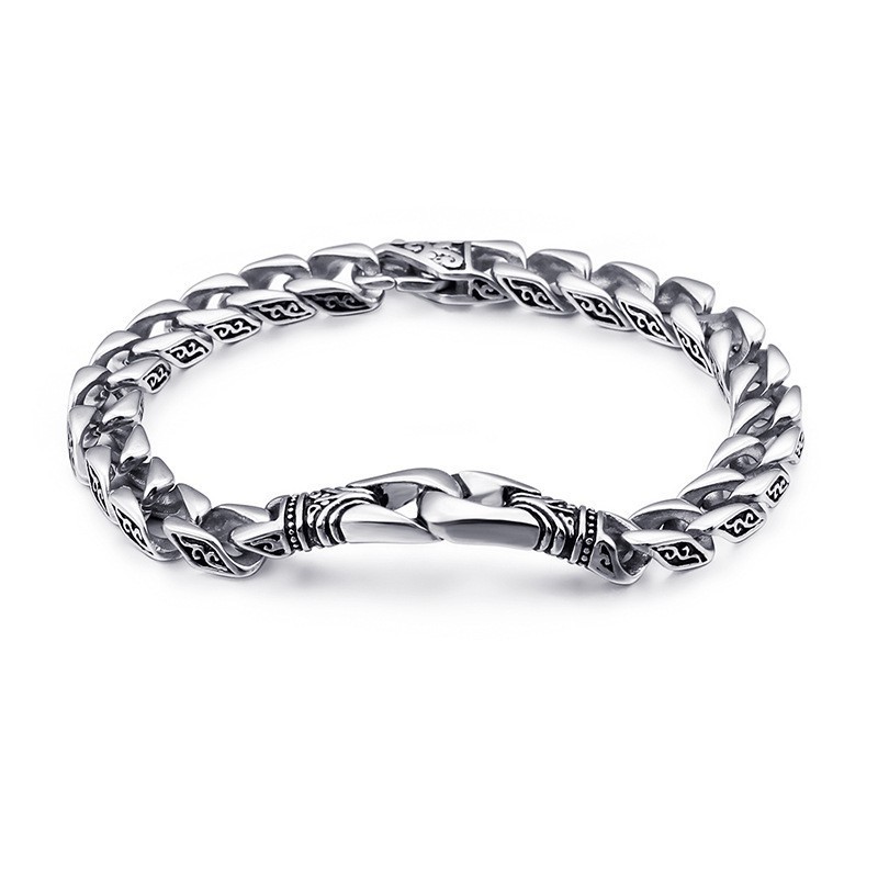 Moderiktigt Handhållande Blommigt Titanarmband För Män Moderiktigt Handhållande Blommigt Titanarmband För Män