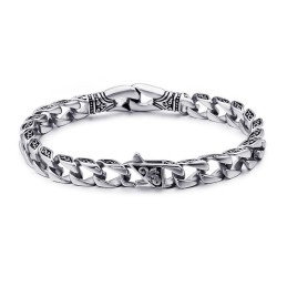Moderiktigt Handhållande Blommigt Titanarmband För Män