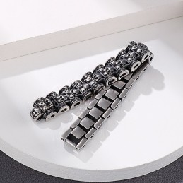 Överdriven Skull Biker Titanarmband För Herrar