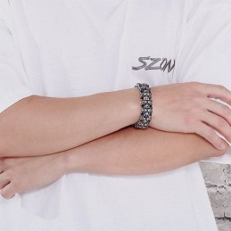 Överdriven Skull Biker Titanarmband För Herrar