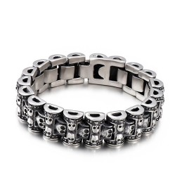 Överdriven Skull Biker Titanarmband För Herrar