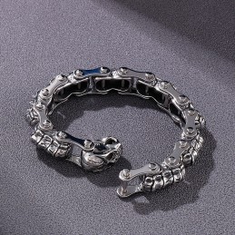 Mode Skull Keel Machine Chain Titanarmband För Herr