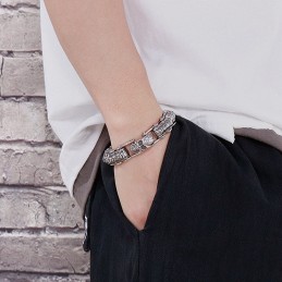 Mode Skull Keel Machine Chain Titanarmband För Herr