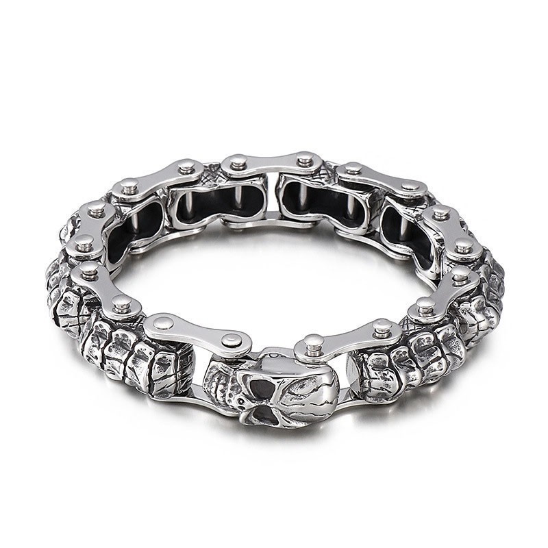 Mode Skull Keel Machine Chain Titanarmband För Herr Mode Skull Keel Machine Chain Titanarmband För Herr