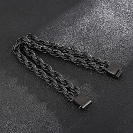 Moderiktigt Svartpläterat Dubbelt Titanarmband För Män