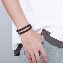 Moderiktigt Svartpläterat Dubbelt Titanarmband För Män