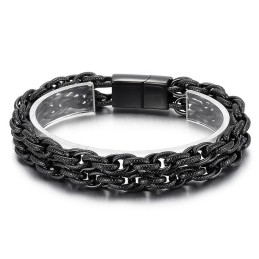 Moderiktigt Svartpläterat Dubbelt Titanarmband För Män