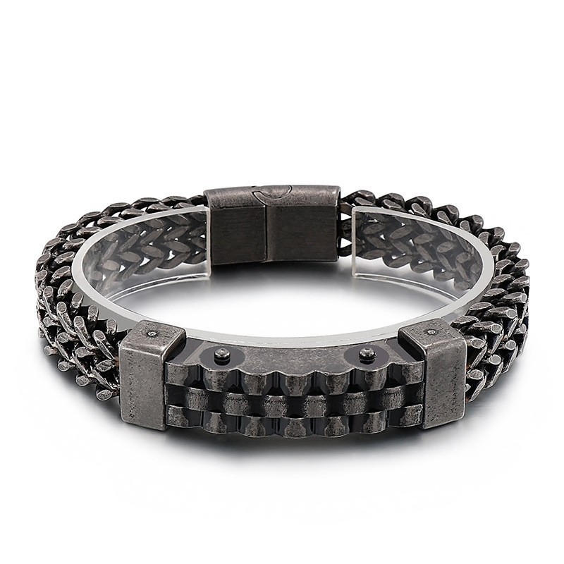 Moderiktigt Hiphop-Inspirerat Titanarmband För Män Moderiktigt Hiphop-Inspirerat Titanarmband För Män
