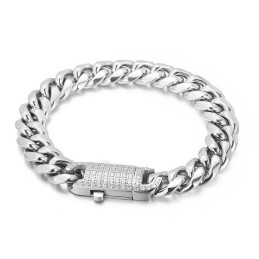Moderiktigt Gatuinspirerat Hiphop-Armband Med Diamanter I Titan För Män