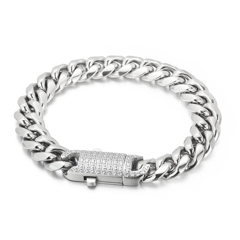 Moderiktigt Gatuinspirerat Hiphop-Armband Med Diamanter I Titan För Män Moderiktigt Gatuinspirerat Hiphop-Armband Med Diamanter I Titan För Män