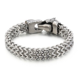 Coolt Wolf Head Dubbelgjutet Titanarmband För Herr