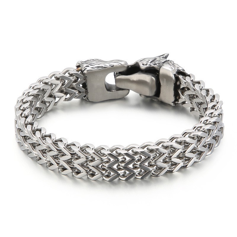 Coolt Wolf Head Dubbelgjutet Titanarmband För Herr Coolt Wolf Head Dubbelgjutet Titanarmband För Herr