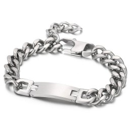 Moderiktigt Böjt Märke Med Svanskedja I Titanarmband För Män