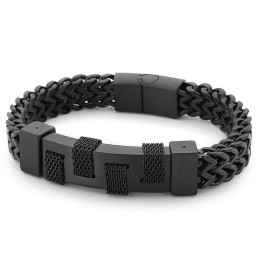 Modegatufotografering Böjt Märkesvävt Titanarmband För Män