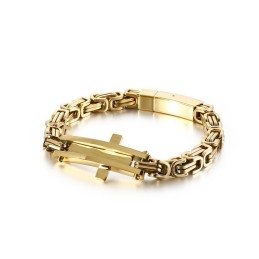 Coolt Cross Bend Hip Hop Titanarmband För Herrar