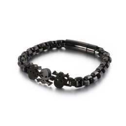 Moderiktigt Gatuinspirerat Hiphop-Skallarmband I Titan För Män
