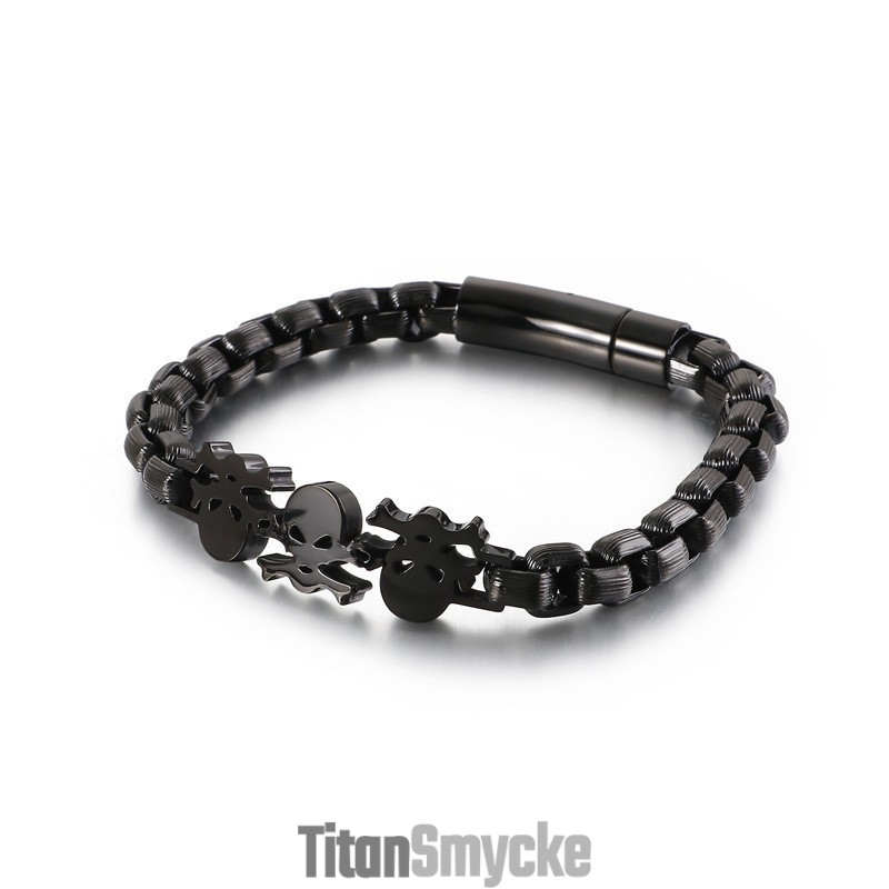 Moderiktigt Gatuinspirerat Hiphop-Skallarmband I Titan För Män Moderiktigt Gatuinspirerat Hiphop-Skallarmband I Titan För Män