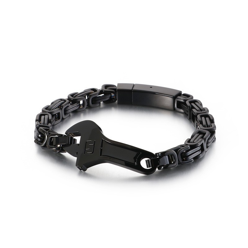 Coolt Titanarmband Med Böjd Platta Och Skiftnyckel För Män Coolt Titanarmband Med Böjd Platta Och Skiftnyckel För Män
