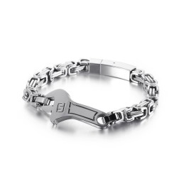 Coolt Titanarmband Med Böjd Platta Och Skiftnyckel För Män
