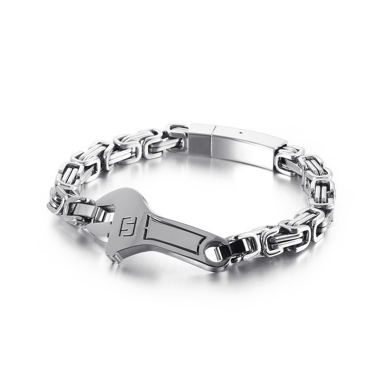 Coolt Titanarmband Med Böjd Platta Och Skiftnyckel För Män Coolt Titanarmband Med Böjd Platta Och Skiftnyckel För Män