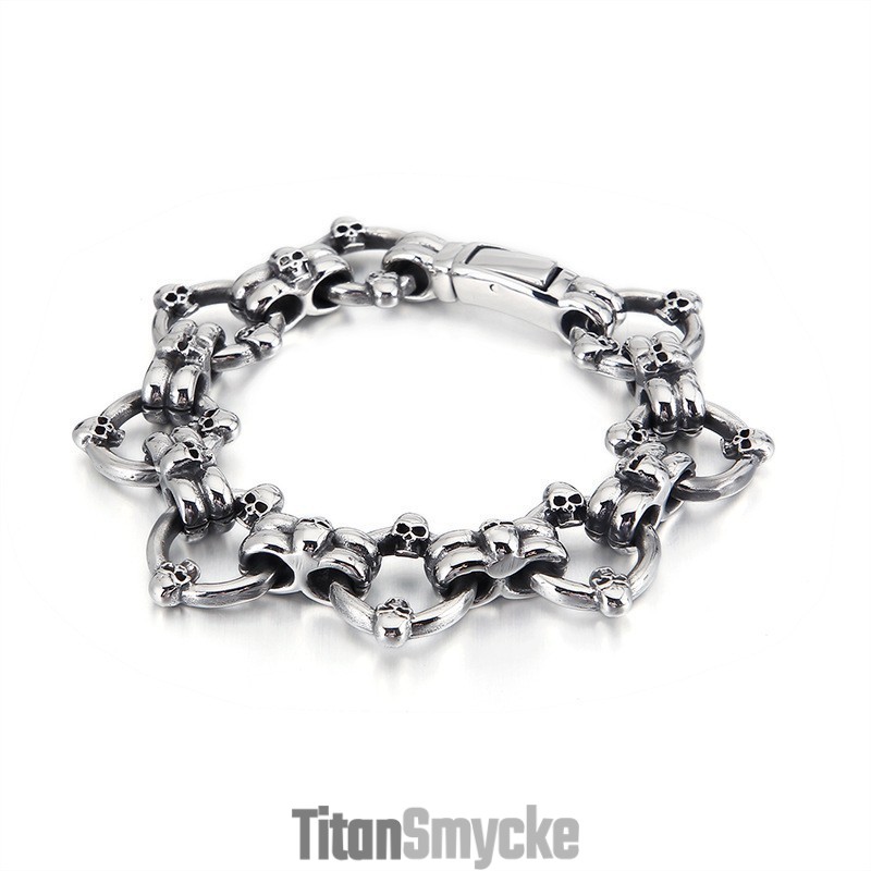 Överdrivet Chic Circle Skull Titanarmband För Herr Överdrivet Chic Circle Skull Titanarmband För Herr