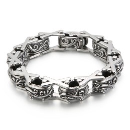 Coolt Blommigt X-Format Ihåligt Titanarmband För Män