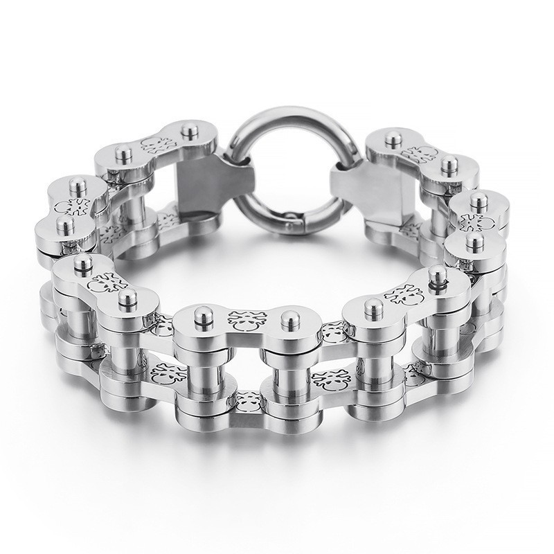 Moderiktigt Rock Hiphop-Inspirerat Piratmönster För Män I Titancykelarmband Moderiktigt Rock Hiphop-Inspirerat Piratmönster För Män I Titancykelarmband