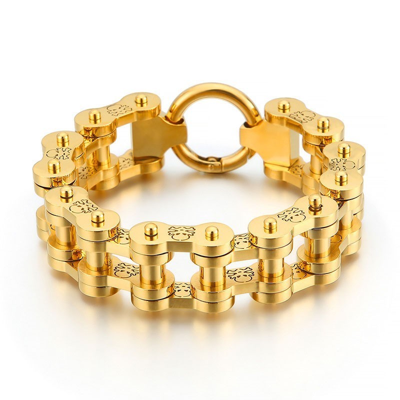 Moderiktigt Rock Hiphop-Inspirerat Piratmönster För Män I Titancykelarmband Moderiktigt Rock Hiphop-Inspirerat Piratmönster För Män I Titancykelarmband