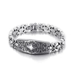 Moderiktigt Diamantformat Titanarmband Från Flower Bay För Män