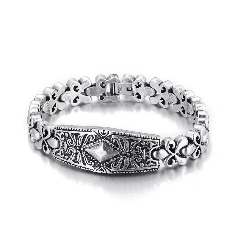 Moderiktigt Diamantformat Titanarmband Från Flower Bay För Män Moderiktigt Diamantformat Titanarmband Från Flower Bay För Män