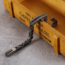 Baktyp Böjt Tecken Kors Titanarmband För Män