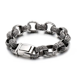Fyrkantigt Buddhahuvud I Titanarmband För Män