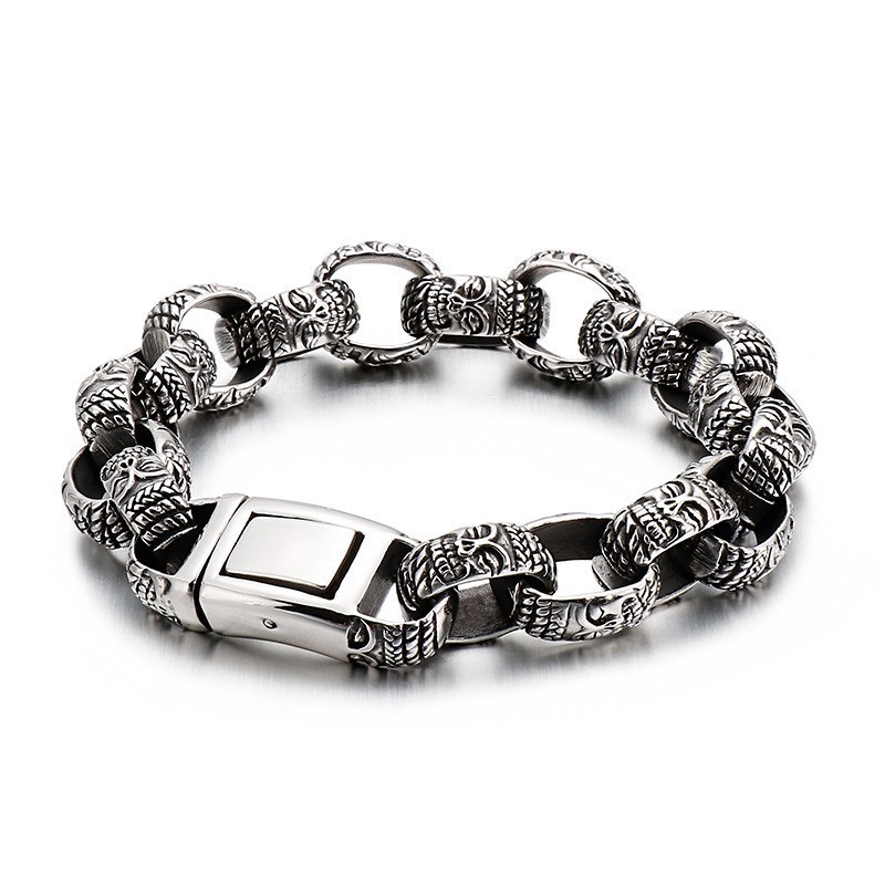 Fyrkantigt Buddhahuvud I Titanarmband För Män Fyrkantigt Buddhahuvud I Titanarmband För Män