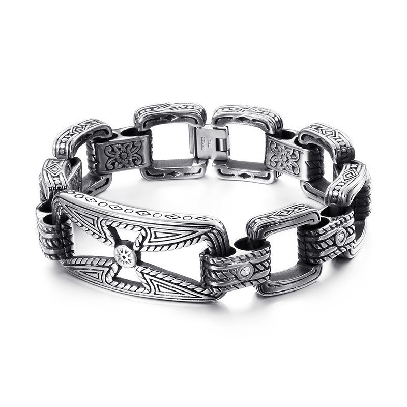 Coolt Korsblommigt Ihåligt Titanarmband För Män Coolt Korsblommigt Ihåligt Titanarmband För Män