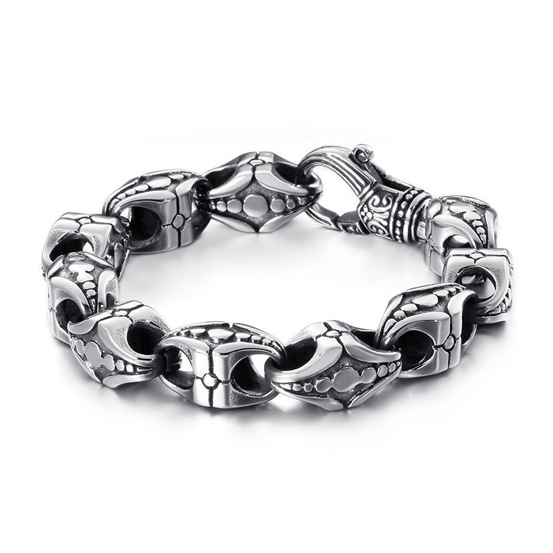 Coolt Korsblommigt Öppet Titanarmband För Män Coolt Korsblommigt Öppet Titanarmband För Män
