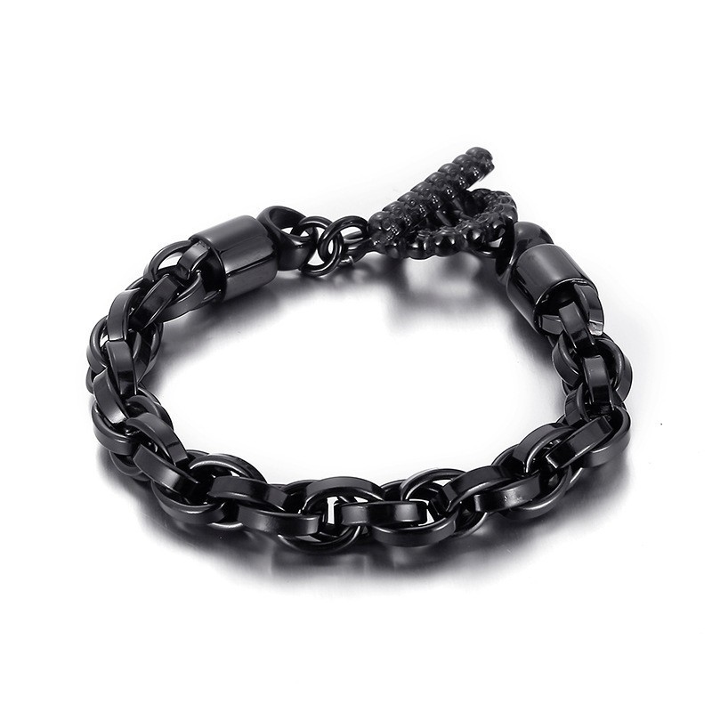 Coolt Moderiktigt Titanarmband Med Dödskallespänne För Män Coolt Moderiktigt Titanarmband Med Dödskallespänne För Män