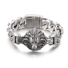 Varghuvud Blommig Titanarmband För Herr